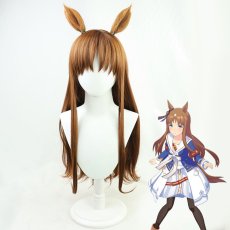 画像1: ウマ娘 プリティーダービー グラスワンダー コスプレウィッグ 耳付き ネット付き 耐熱 cosplay (1)