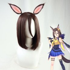 画像1: ウマ娘 プリティーダービー エアグルーヴ コスプレウィッグ 耳付き ネット付き 耐熱 cosplay (1)