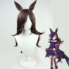 画像1: ウマ娘 プリティーダービー ライスシャワー コスプレウィッグ 耳付き ネット付き 耐熱 cosplay (1)