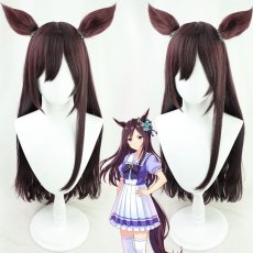 画像1: ウマ娘 プリティーダービー メジロドーベル コスプレウィッグ 耳付き ネット付き 耐熱 cosplay (1)