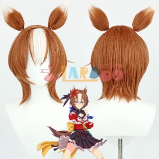 ウマ娘 プリティーダービー ツインターボ コスプレウィッグ 耳付き
