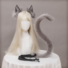 画像3: 付け猫耳猫尻尾セット コスプレ道具 純色シリーズ  (3)