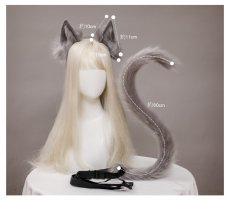 画像4: 付け猫耳猫尻尾セット コスプレ道具 純色シリーズ  (4)