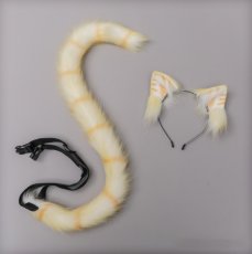画像5: 付け猫耳猫尻尾セット コスプレ道具 トラ柄シリーズ  (5)