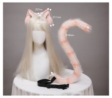 画像6: 付け猫耳猫尻尾セット コスプレ道具 トラ柄シリーズ  (6)