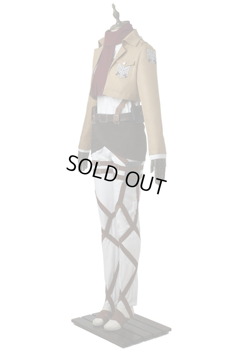 画像5: 進撃の巨人 ミカサ アッカーマン 訓練兵団 マント付き コスプレ衣装 コスチューム cosplay (5)