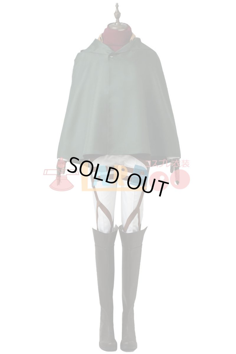 画像2: 進撃の巨人 ミカサ アッカーマン 訓練兵団 マント付き コスプレ衣装 コスチューム cosplay (2)