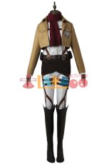 画像1: 進撃の巨人 ミカサ アッカーマン 訓練兵団 マント付き コスプレ衣装 コスチューム cosplay (1)