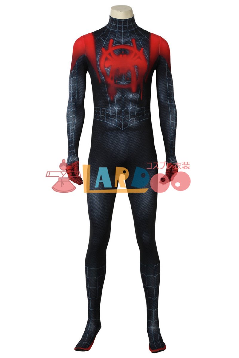 画像2: スパイダーマン: スパイダーバース(原題:Spider-Man: Into the Spider-Verse)マイルズ・モラレス ジャンプスーツ コスプレ衣装 (2)