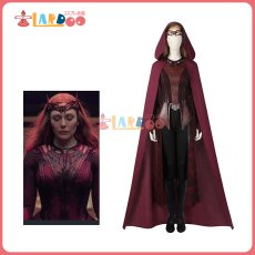 画像1: ドクター・ストレンジ/マルチバース・オブ・マッドネス  スカーレット・ウィッチ ワンダ Wanda Scarlet Witch マント付きコスプレ衣装コスチューム cosplay (1)