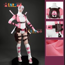 画像1: グウェンプール Gwenpool ピンク×ホワイト タイト バトルスーツ デッドプール コスプレ衣装 刀武器無し コスチューム  cosplay (1)