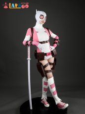 画像2: グウェンプール Gwenpool ピンク×ホワイト タイト バトルスーツ デッドプール コスプレ衣装 刀武器無し コスチューム  cosplay (2)