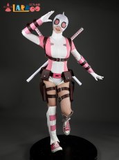 画像4: グウェンプール Gwenpool ピンク×ホワイト タイト バトルスーツ デッドプール コスプレ衣装 刀武器無し コスチューム  cosplay (4)