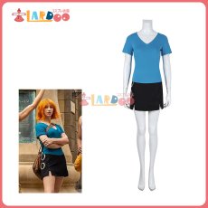 画像1: 【在庫あり】ワンピース アメリカドラマ版 ナミ-Nami Tシャツミニスカ コスプレ衣装 コスチューム 三着送料1000円 (1)