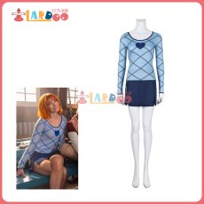 画像1: ワンピース アメリカドラマ版 ナミ-Nami 長袖Tシャツミニスカ コスプレ衣装 コスチューム 三着送料1000円 (1)