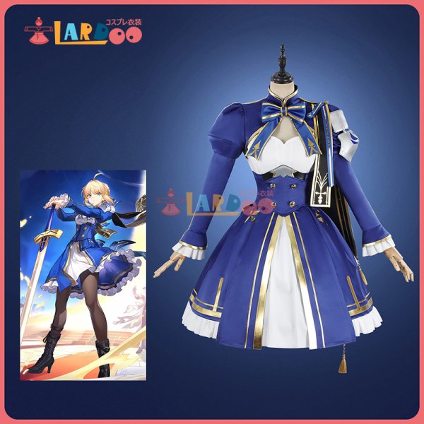 fate セイバー 崩壊スターレイル コスプレ衣装一式 ヴィッグ靴付き 崩壊：スターレイル × Fate/stay night セイバー 壊滅・風 コスプレ
