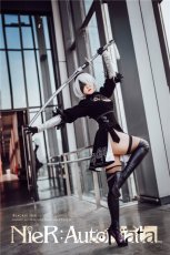 画像1: 【三分妄想1/3Delusion】NieR:Automata ニーア オートマタ ヨルハ二号B型 2Bコスプレ衣装/ウィッグ コスチューム (1)