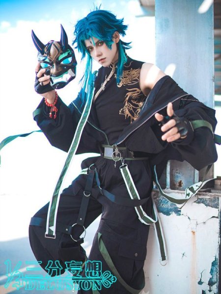 三分妄想 原神 魈 コスプレ 衣装 Mサイズ 即発送 三分妄想 原神 コスプレ ショウ 衣装 ※ウィッグ 靴 仮面 武器