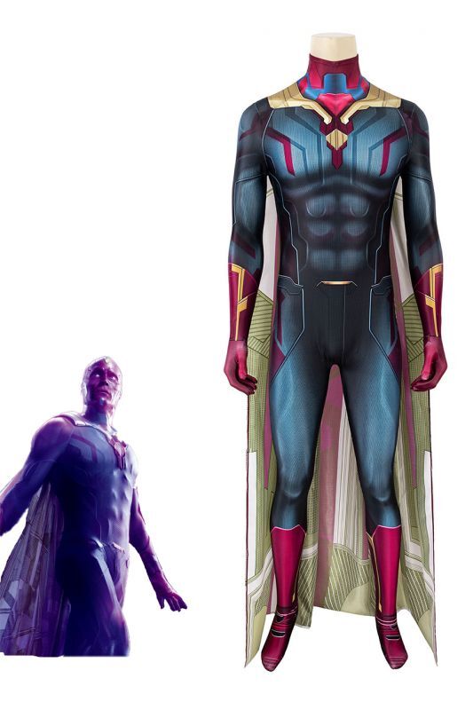 画像1: アベンジャーズ3／インフィニティ・ウォーAvengers: Infinity War vison ヴィジョン 全身タイツ ジャンプスーツ コスプレ衣装  コスチューム cosplay (1)