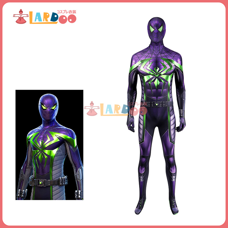 画像1: スパイダーマン Miles Morales Purple Reign マイルズ モラレス Suit 全身タイツ ジャンプスーツコスプレ衣装 コスプレ コスチューム cosplay (1)