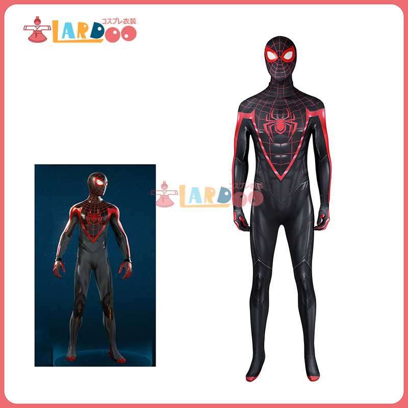 画像1: スパイダーマン2 PS5 Spider-Man マイルズ モラレス/Miles Morales Advanced Dark Suit 全身タイツ ボデイースーツ コスプレ衣装 コスチューム cosplay (1)